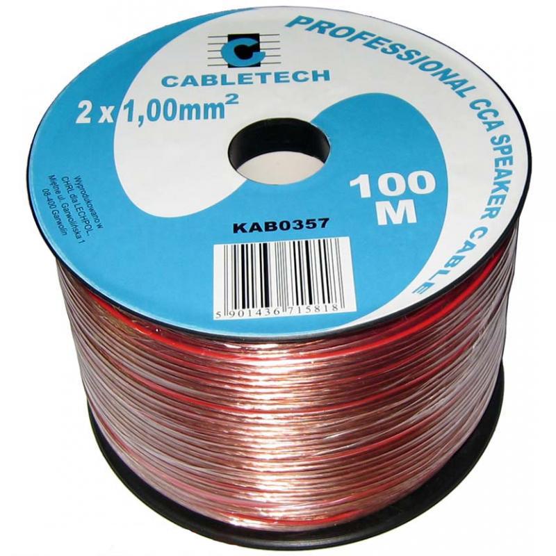 Кабель акустический Cabletech KAB-0357 2 жилы 1,0 мм2 CCA 100 м Прозрачный (1287996978)