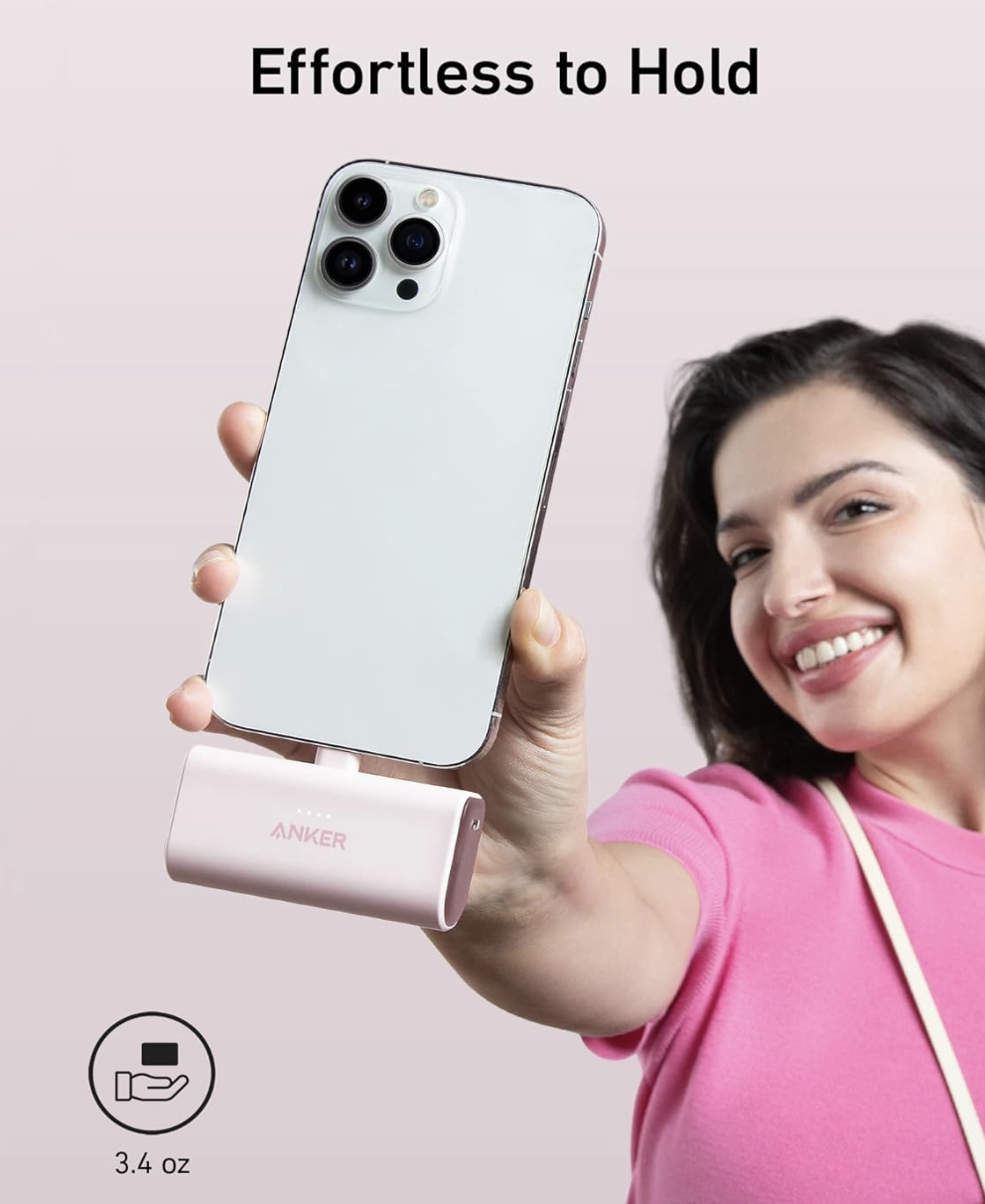 Повербанк Anker Nano з вбудованим складаним роз'ємом Lightning 5000 mAh Pink - фото 5