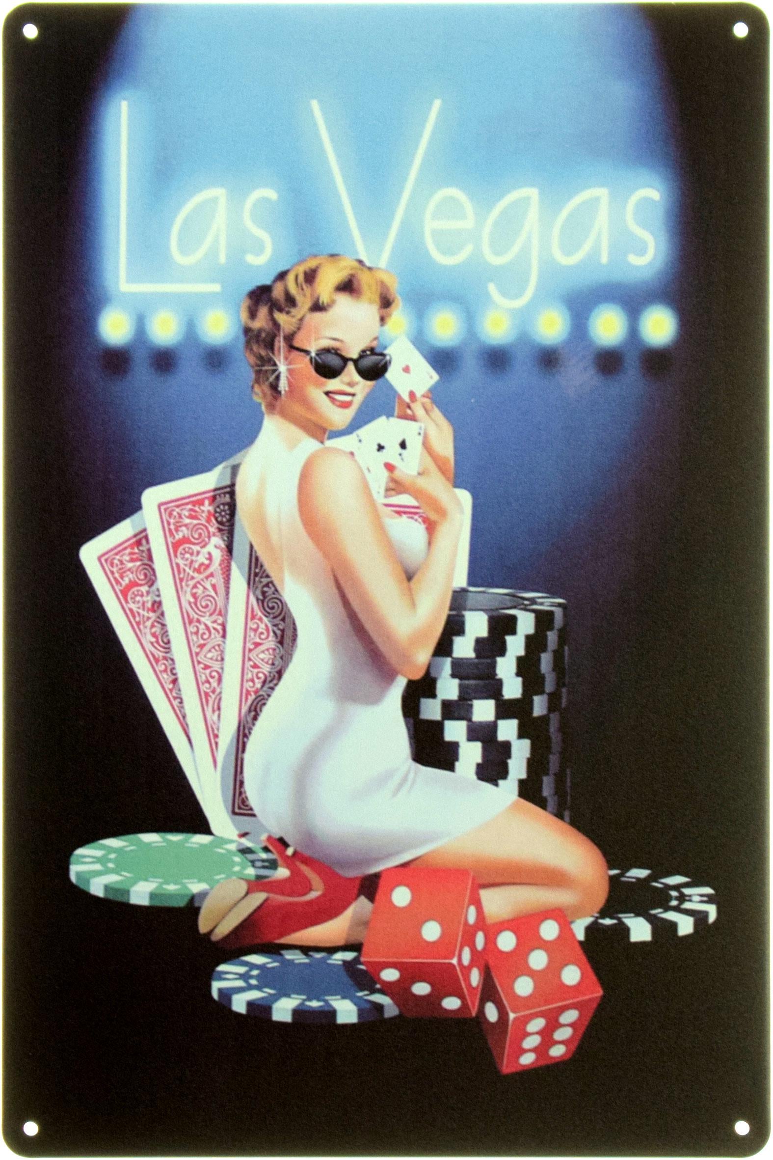 Табличка металлическая "Las Vegas Pin Up" 20x30 см (ms-104015)