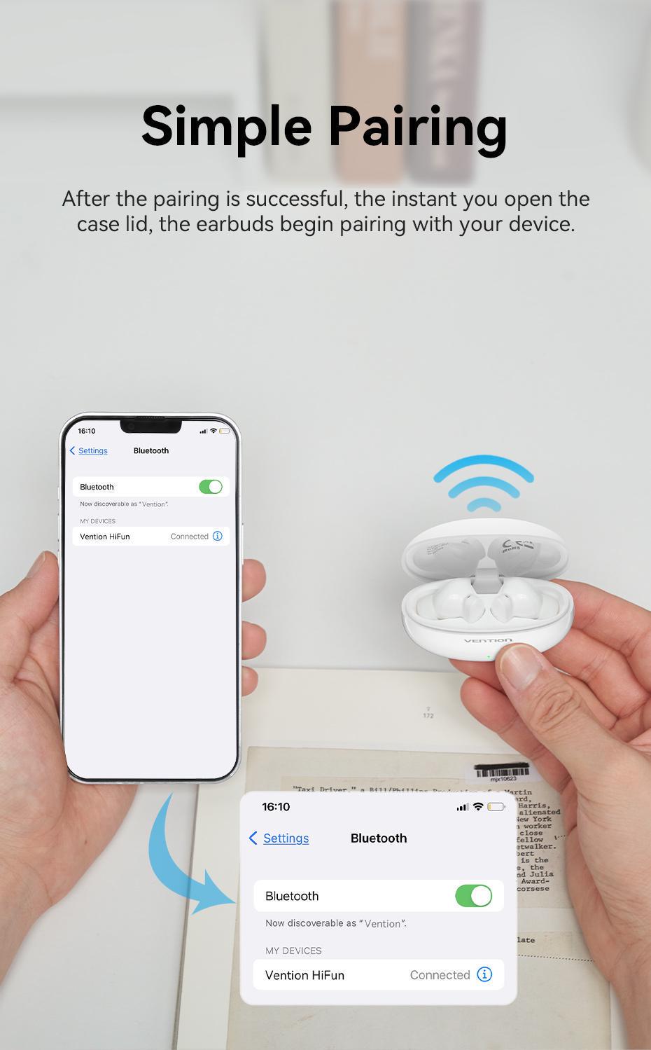 Навушники бездротові Vention Elf E01 Bluetooth 5.3 TWS шумозаглушення AAC/SBC Hi-Fi IPX4 водонепроникні Фіолетовий (NBFV0) - фото 3 Навушники бездротові Vention Elf E01 Bluetooth 5.3 TWS шумозаглушення AAC/SBC Hi-Fi IPX4 водонепроникні Фіолетовий (NBFV0) - фото 3