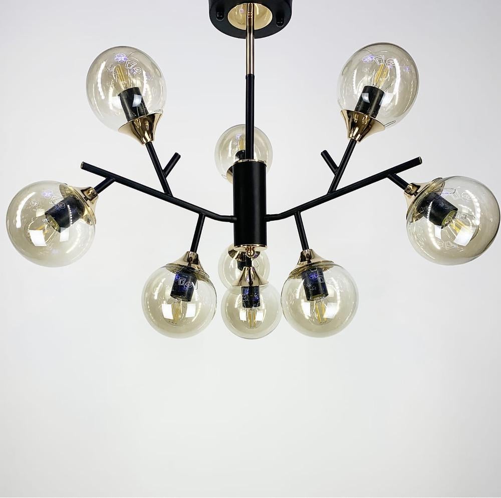 Люстра потолочная с 9 янтарными плафонами Черный (81813/9)