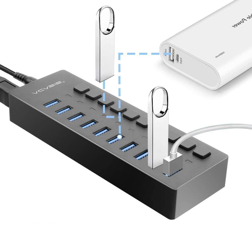 Хаб концентратор Acasis P-10 10 портов с блоком питания USB 3.0 US plug (469) - фото 4