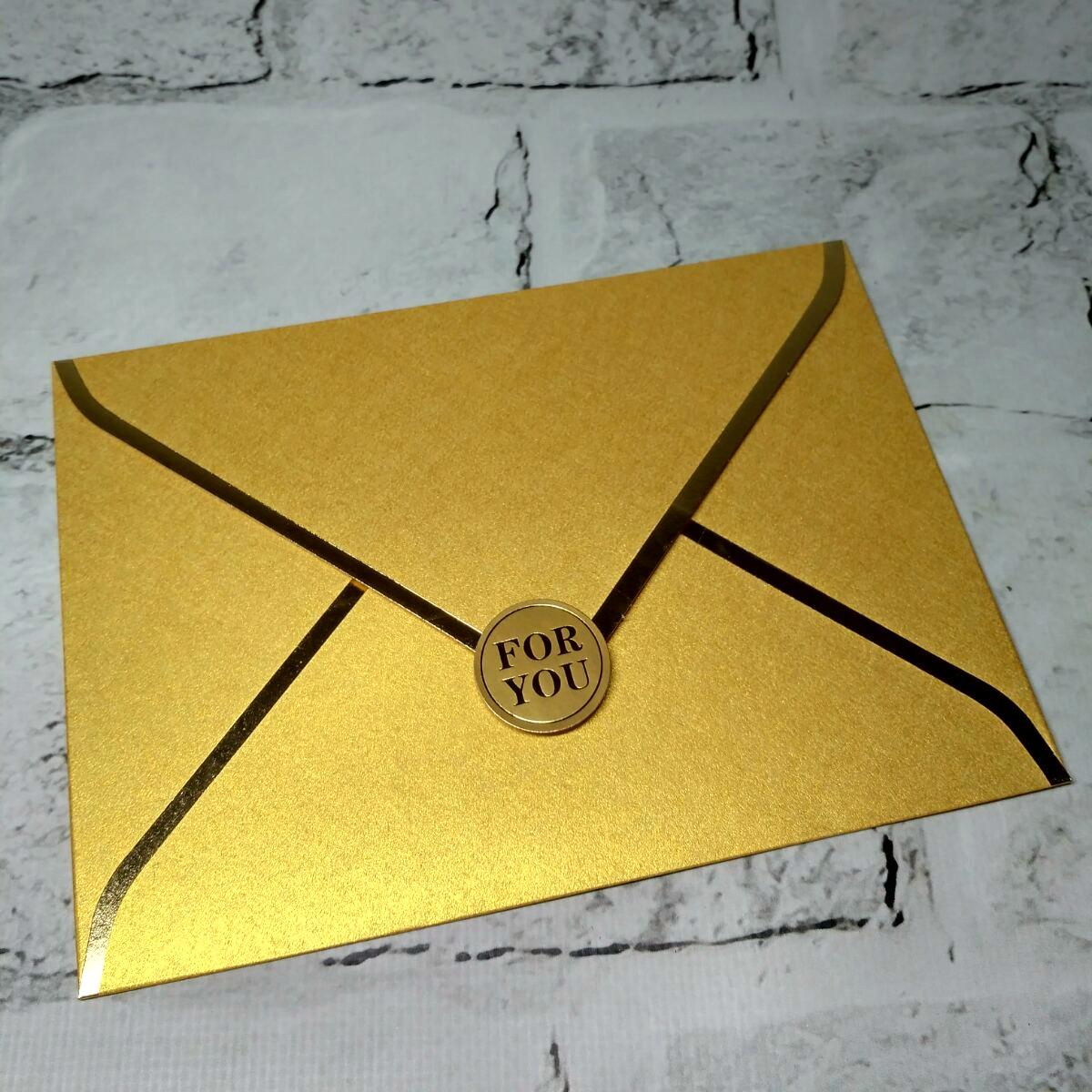 Конверт бумажный Премиум Gold 12,5х17,4 см Золотой (5-85897)