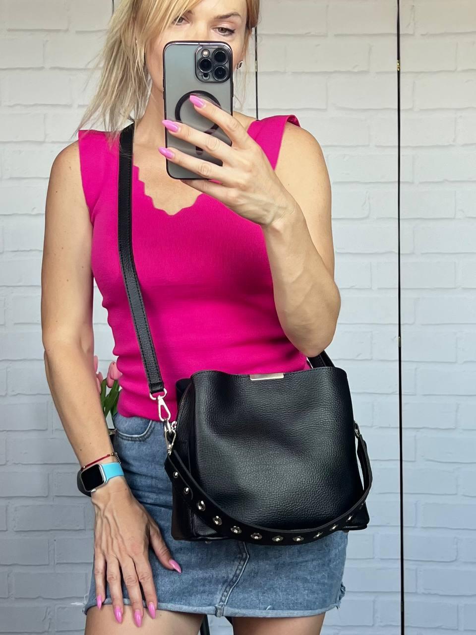 Сумка кросс боди женская через плечо из экокожи с двумя съемными ремнями Черный - фото 10 Сумка кросс боди женская через плечо из экокожи с двумя съемными ремнями Черный - фото 10