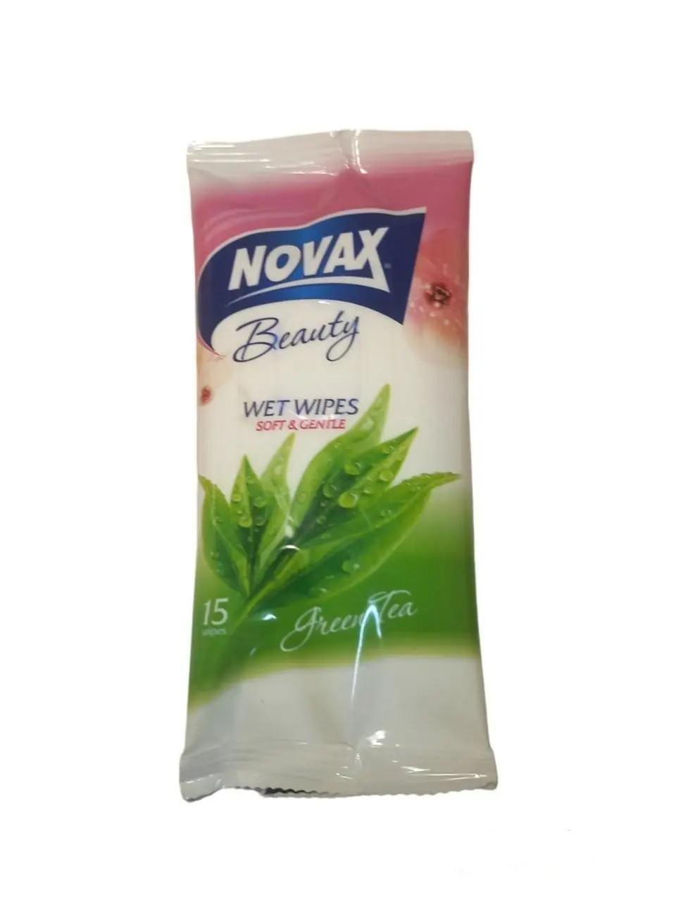 Влажные салфетки гигиенические Novax Tea Wet Wipes Чай 15 шт. (112606) - фото 1