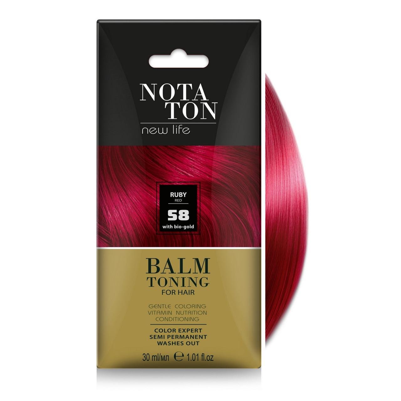 Бальзам тонуючий для волосся NOTA TON з біо-золотом саше 30 мл №58 Рубіново-червоний (2733108622)