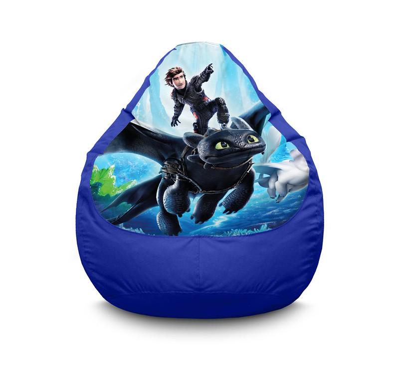 Кресло мешок Dragon Hiccup and Toothless Оксфорд XXL 90х125 см Синий