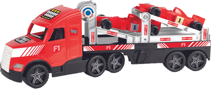 Игрушечный грузовик с авто формула Magic Truck Technic из полипропилена со световыми эффектами 79 см Красный (150-98-36240)