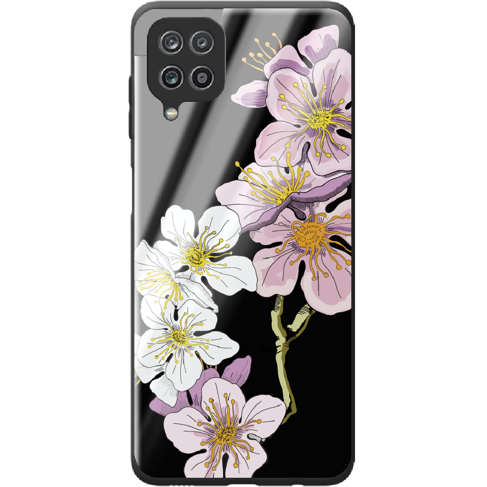 Чехол BoxFace Samsung M325F Galaxy M32 Cherry Blossom Черный силикон со стеклом (42962-cc4-44203)