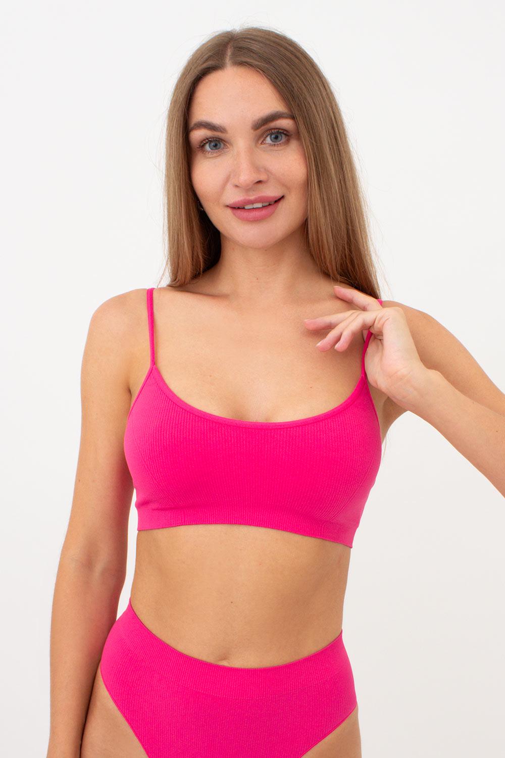 Топ безшовний Giulia CAMI TOP RIB на тонких бретелях S/M Pink-bright pink (4823116931688)