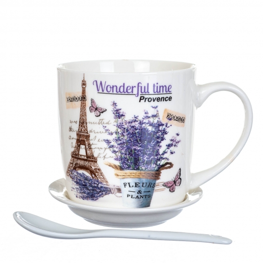 Чашка с блюдцем Париж с лавандой 300 мл (8201-028)2