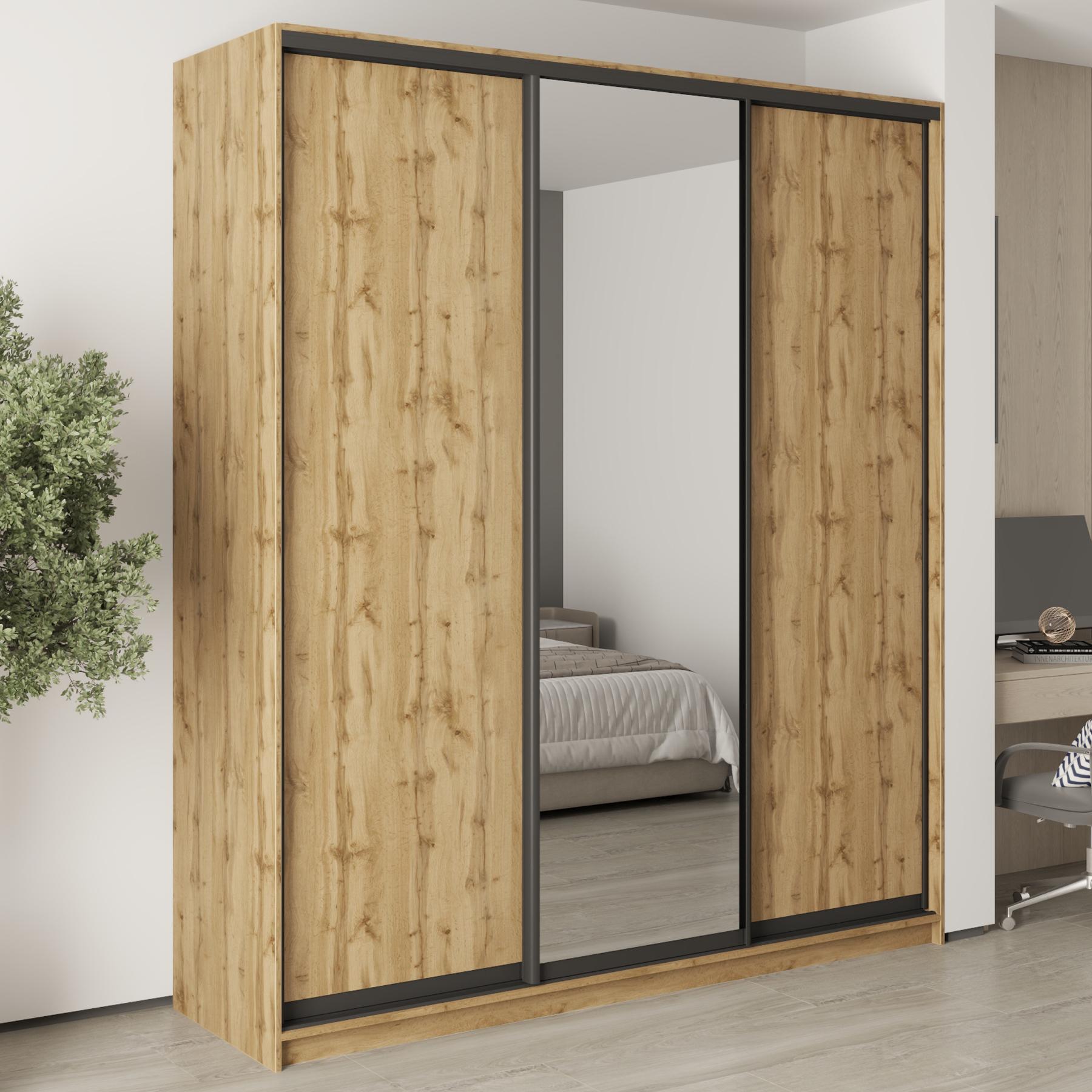 Шкаф-купе трехдверный MebelStar Стандарт BG 2 ДСП/зеркало 210x45x240 см Дуб тахо (MBS-8751)