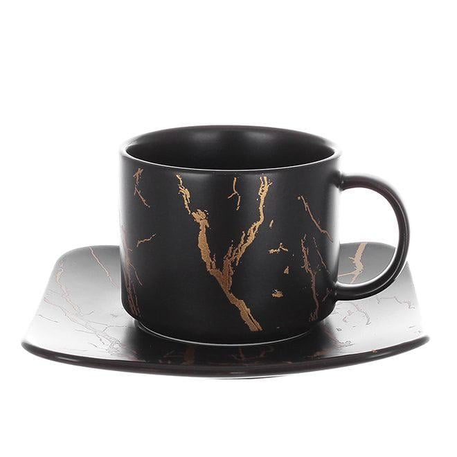 Чашка фарфоровая с блюдцем Flora Мраморная роскошь 250 мл Черный (33357) Чашка фарфоровая с блюдцем Flora Мраморная роскошь 250 мл Черный (33357)