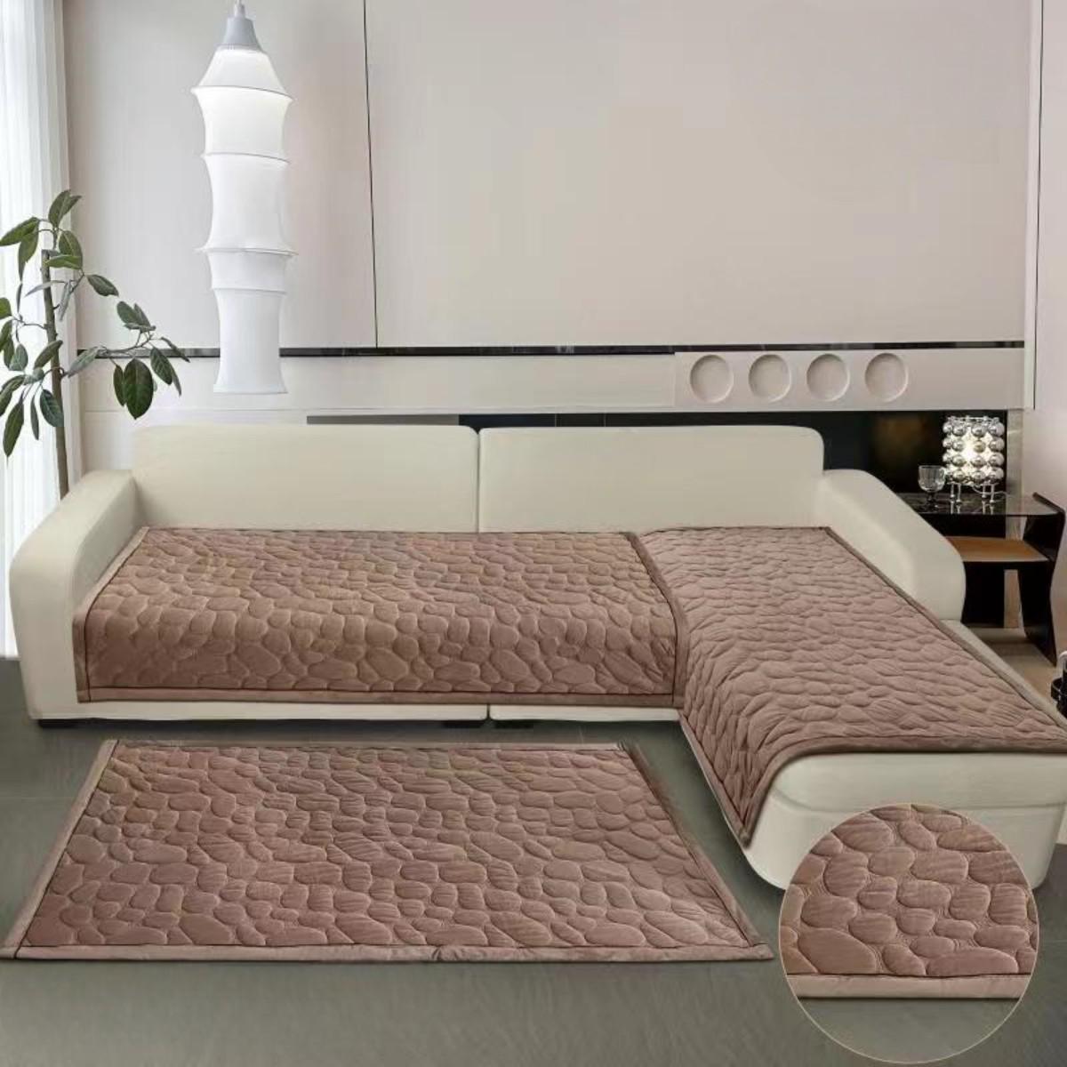 Покривало Koloco на диван/крісло велюр 3 шт. Коричневий (39415) - фото 2 Покривало Koloco на диван/крісло велюр 3 шт. Коричневий (39415) - фото 2