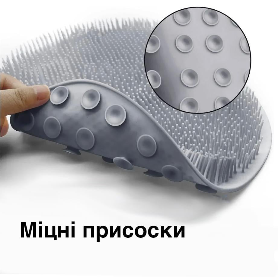 Коврик для ног массажный в ванну/душ на присосках силиконовый Серый (83822718) - фото 3 Коврик для ног массажный в ванну/душ на присосках силиконовый Серый (83822718) - фото 3