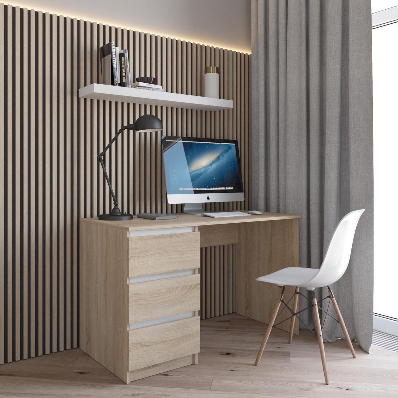 Стіл комп’ютерний з тумбою Вайс R-13 1200х600х755 мм Дуб Сонома/Білі планки (30472290) - фото 1 Стіл комп’ютерний з тумбою Вайс R-13 1200х600х755 мм Дуб Сонома/Білі планки (30472290) - фото 1