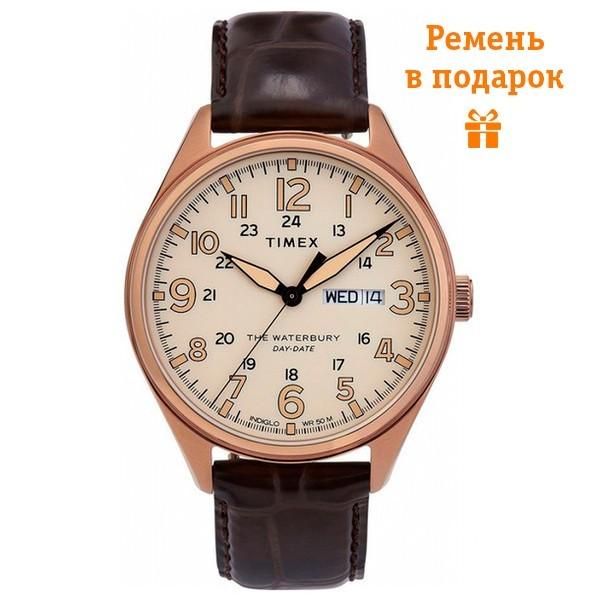 Наручные часы мужские Timex Waterbury Day Date кварцевые Gold (Tx2r89200)