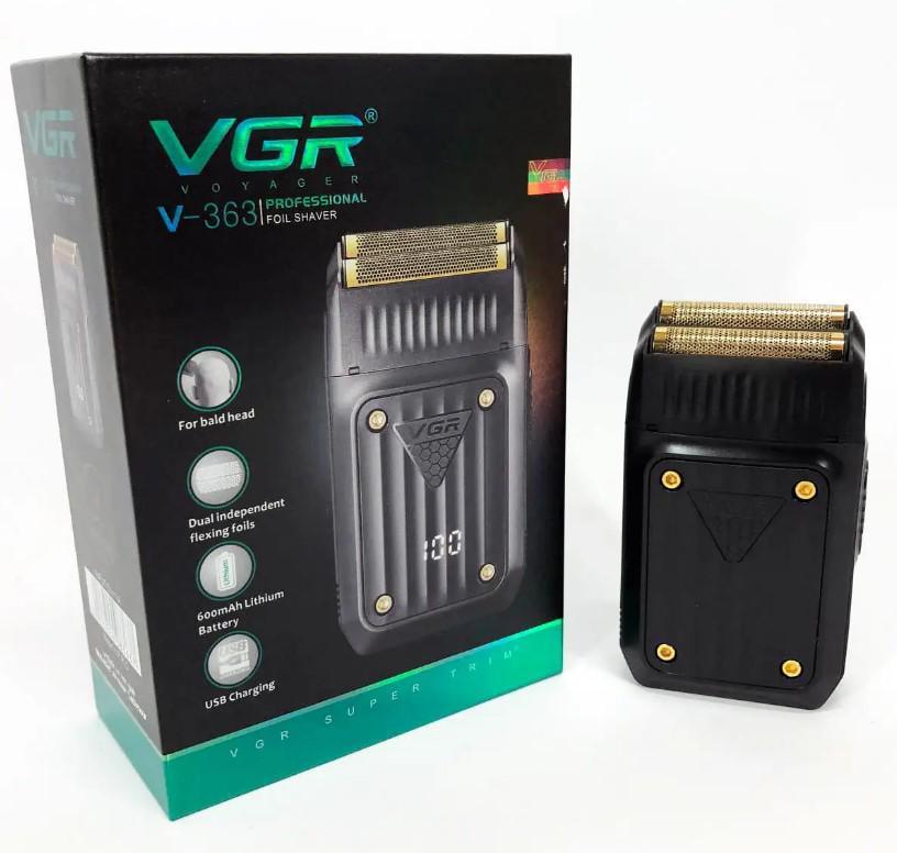 Бритва електрична VGR V-363 LED акумуляторна/сухе гоління Чорний (2390000052)