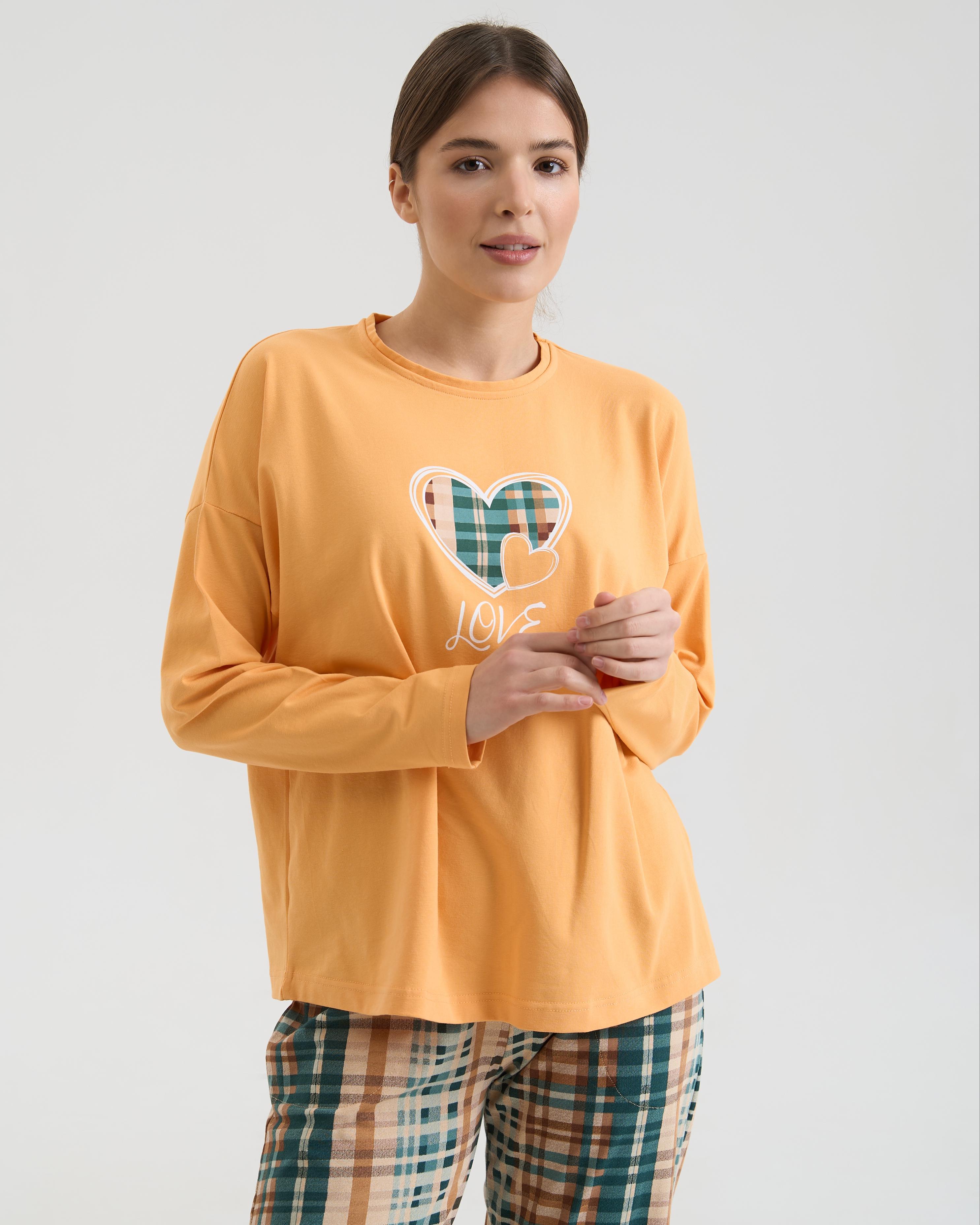 Комплект женский со штанами в клетку Love 96848 M Желтый - фото 2 Комплект женский со штанами в клетку Love 96848 M Желтый - фото 2