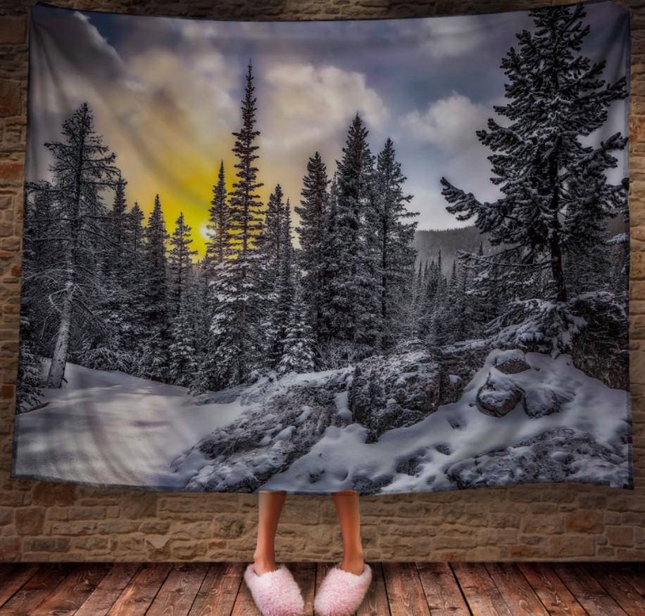 Плед с 3D принтом Зимний лес 150х200 см (epi_1706)