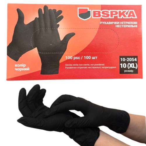 Рукавички BSPKA нітрилові щільність 5,5 р. 10 XL Чорний