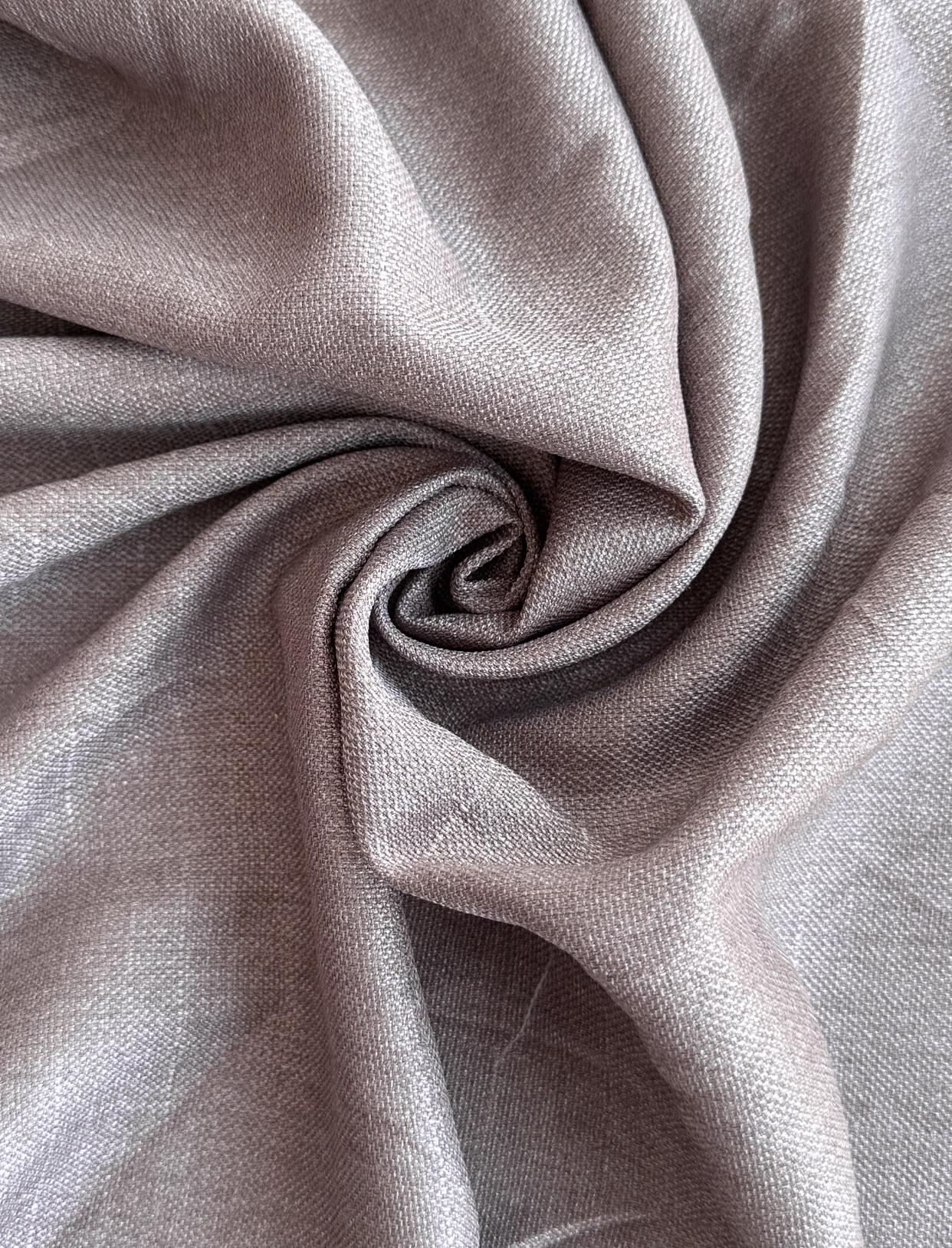 Штора однотонная льняная двусторонняя Olimpos на тесьме 6 см 150х280 см Серо-коричневый (12087675)