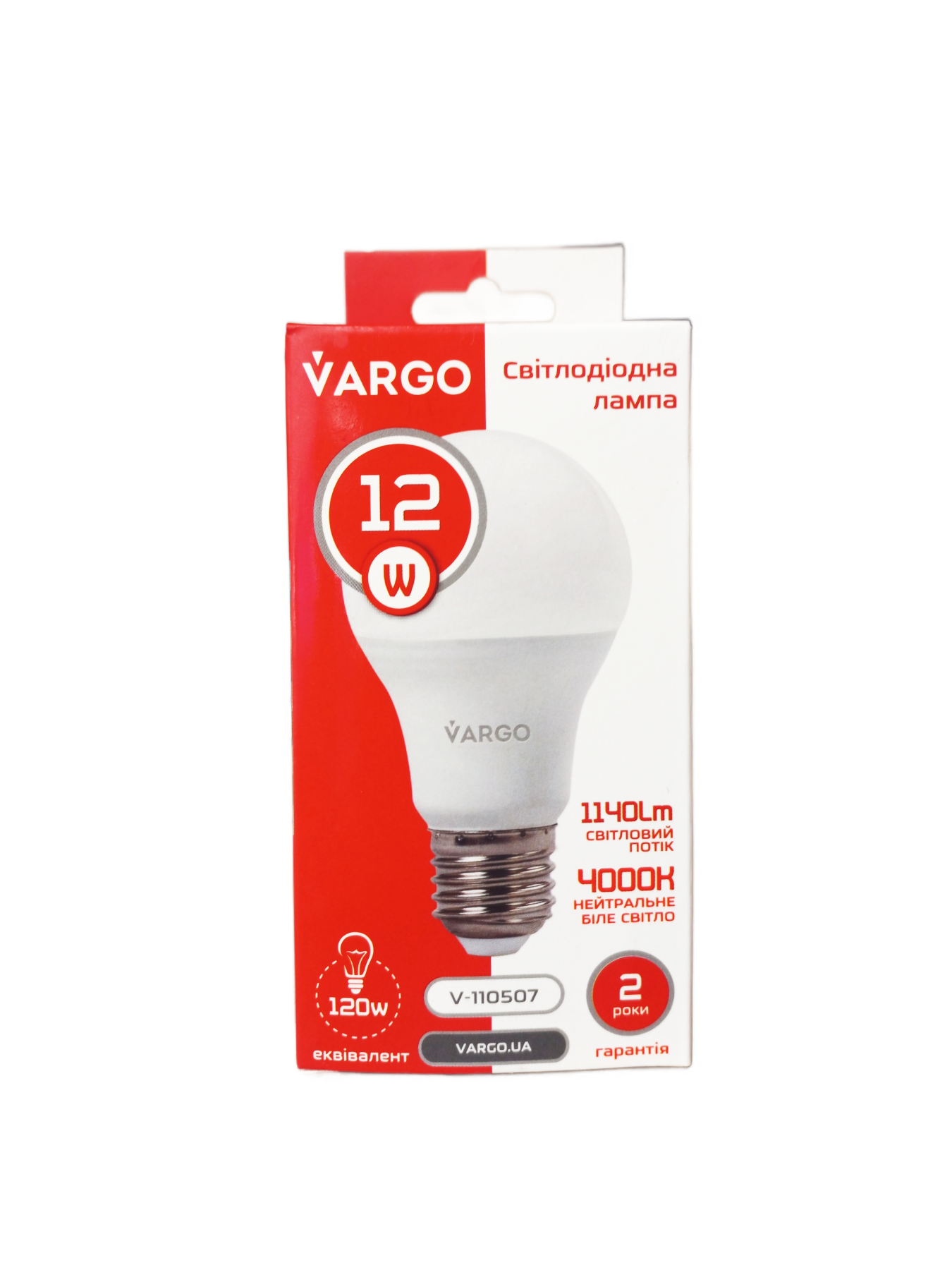 Лампа світлодіодна VARGO A60 12W 4000K E27 V-110507 (110834)