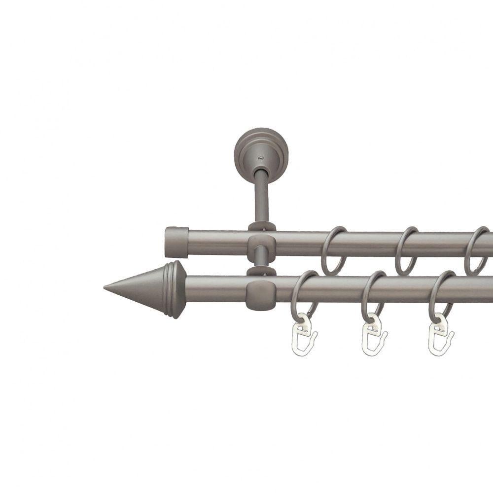 Карниз металлический Orvit Конус двухрядный открытый/гладкая труба/кольцо металлическое Сатин 16/16 мм 160 см (6098934)