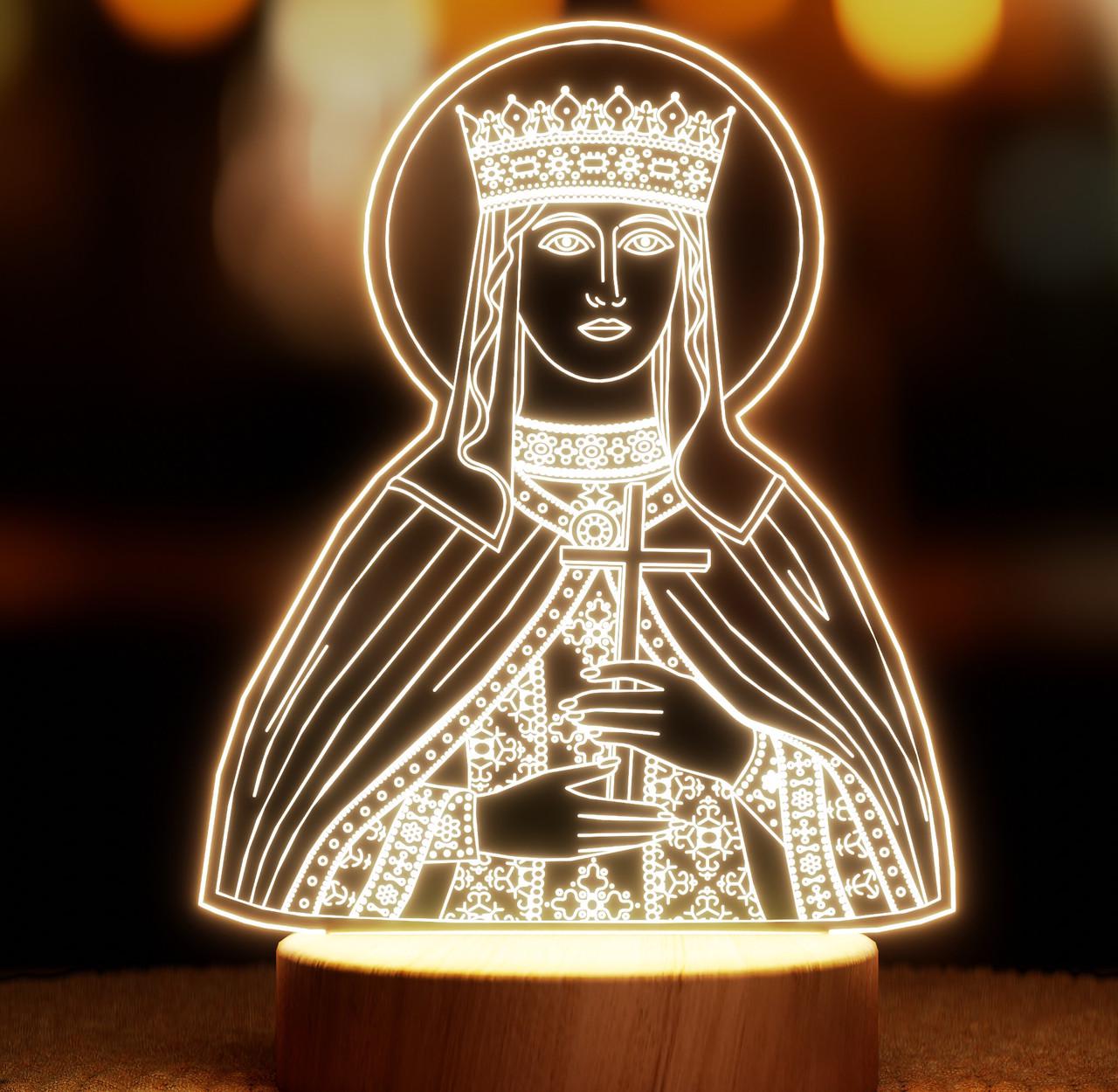 Нічник-світильник Lampic Ікона USB дерево/акрил 15х22 см Жовтий (32377413)