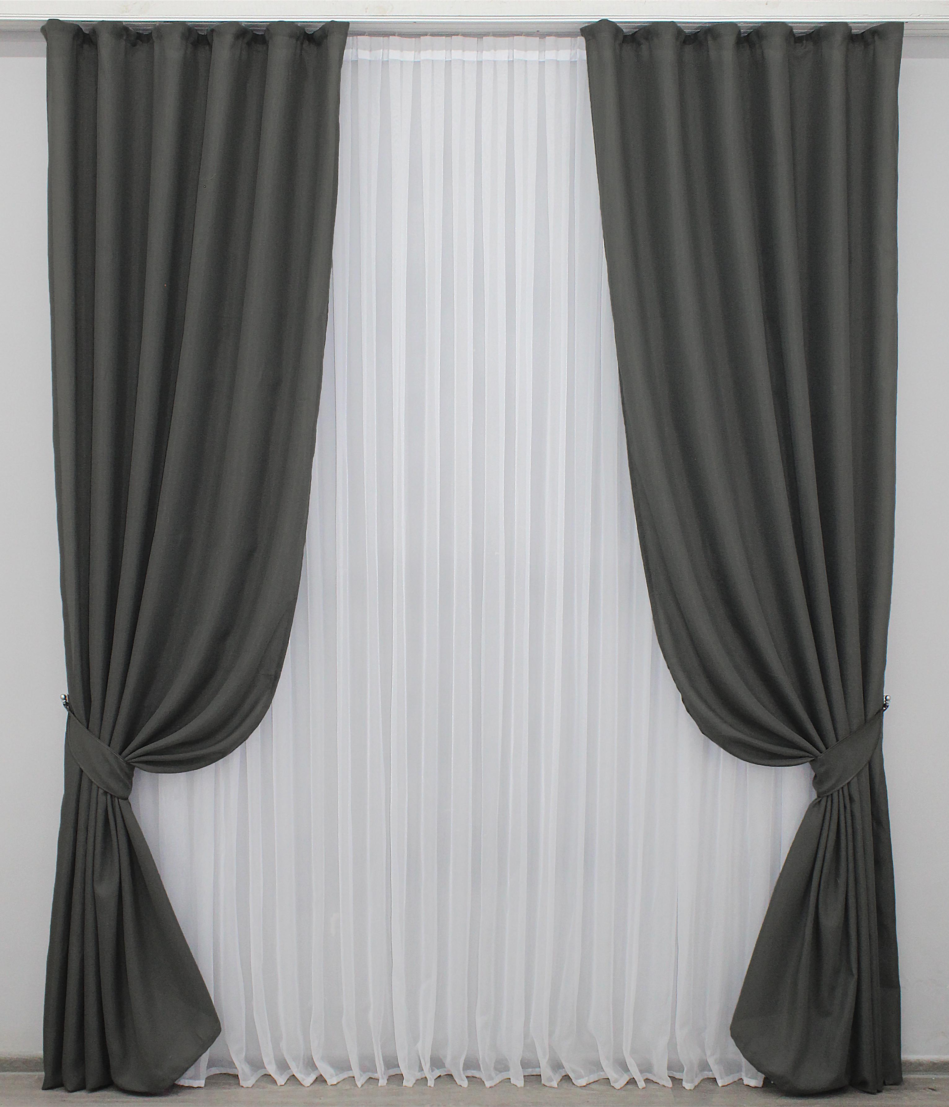 Комплект штор VR-Textil Мешковина № 1234ш лен 100х270 см 2 шт. Серый (31-496)