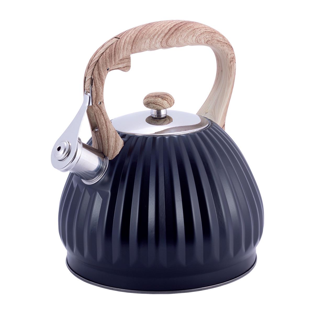 Чайник Kamille из нержавеющей стали со свистком 3 л Черный (14880124)