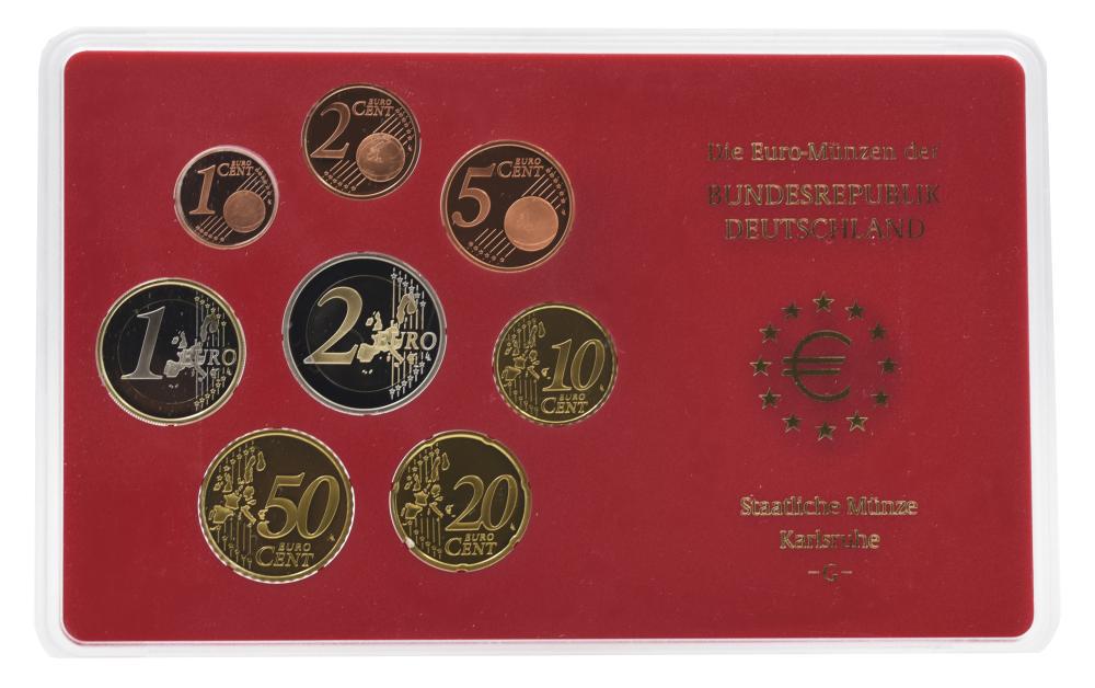 Коллекционные монеты Германия набор из 8 монет евро 2003 UNC G 1/2/5/10/20/50 евроцентов 1/2 евро в сувенирной упаковке (М22718)