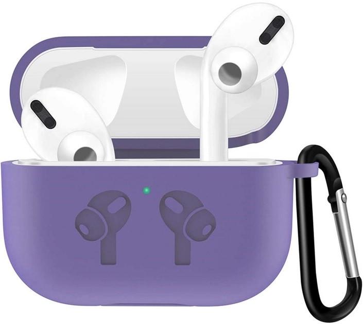 Чехол силиконовый для наушников AirPods Pro 2 с карабином Light Purple