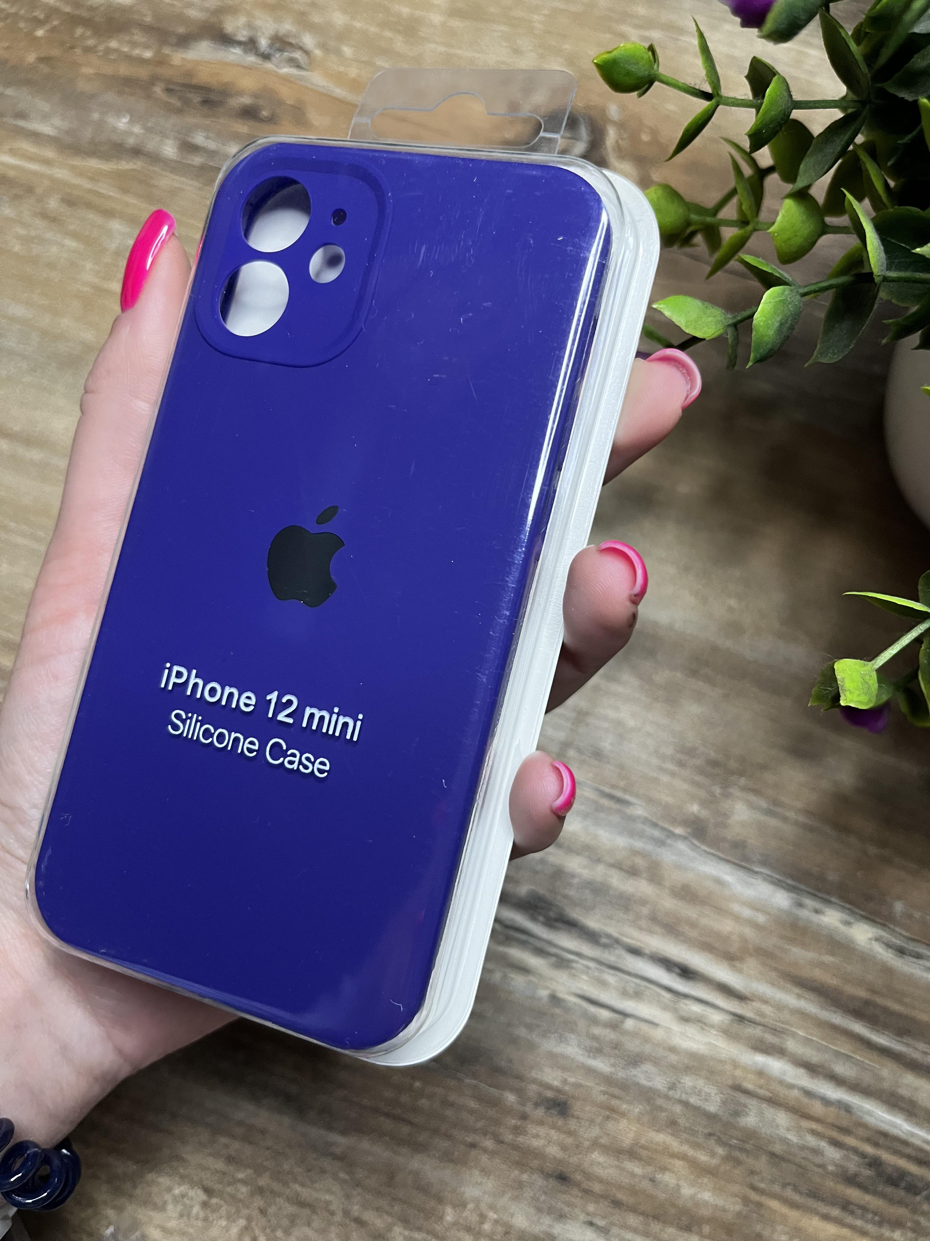 Чехол накладка на iPhone (Айфон) 12 Mini квадратные борта silicone case full camera Apple
