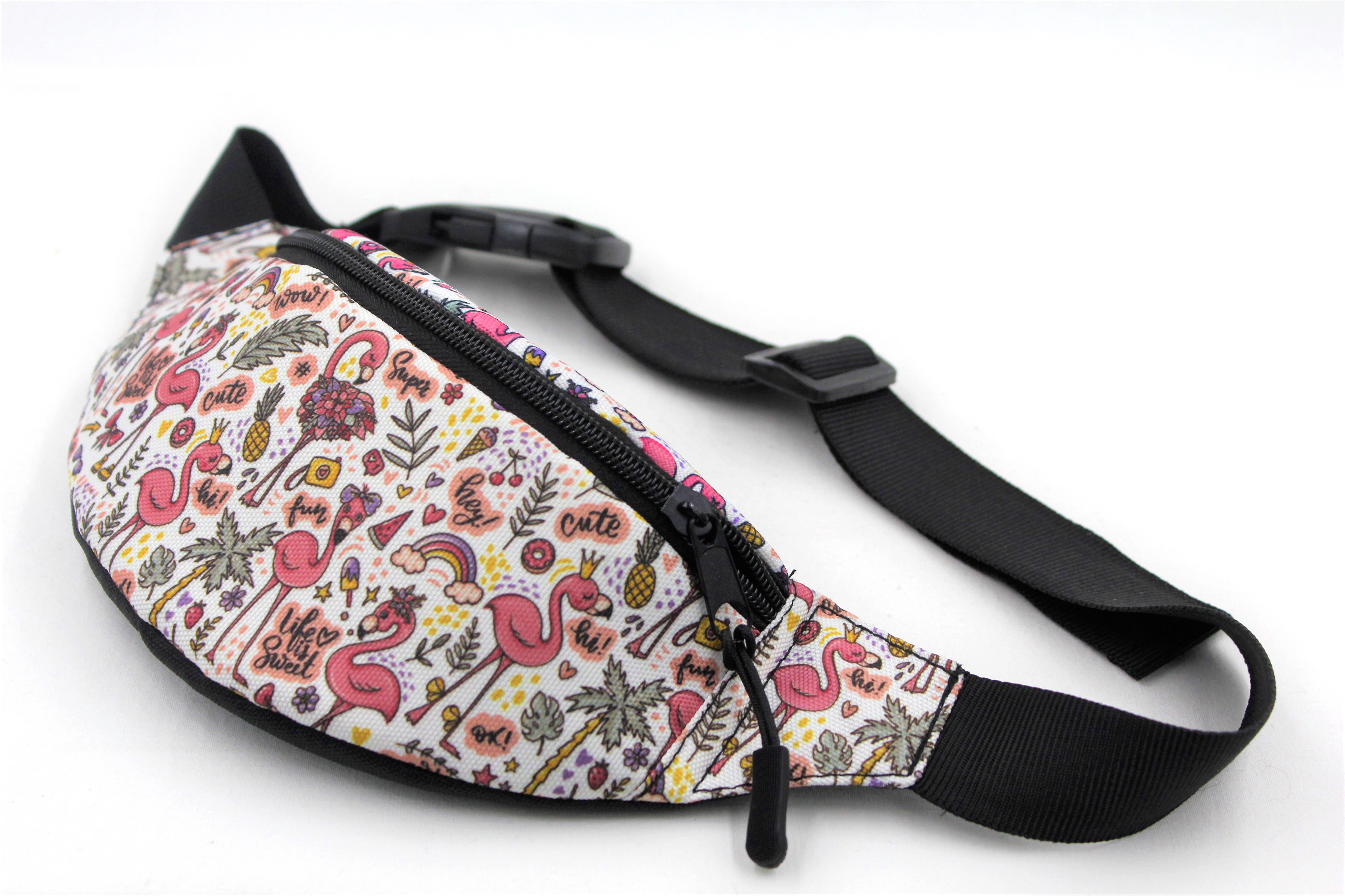 Сумка бананка дитяча з регулюючим ремінцем для дівчинки Фламінго білий (Д-009) - фото 2