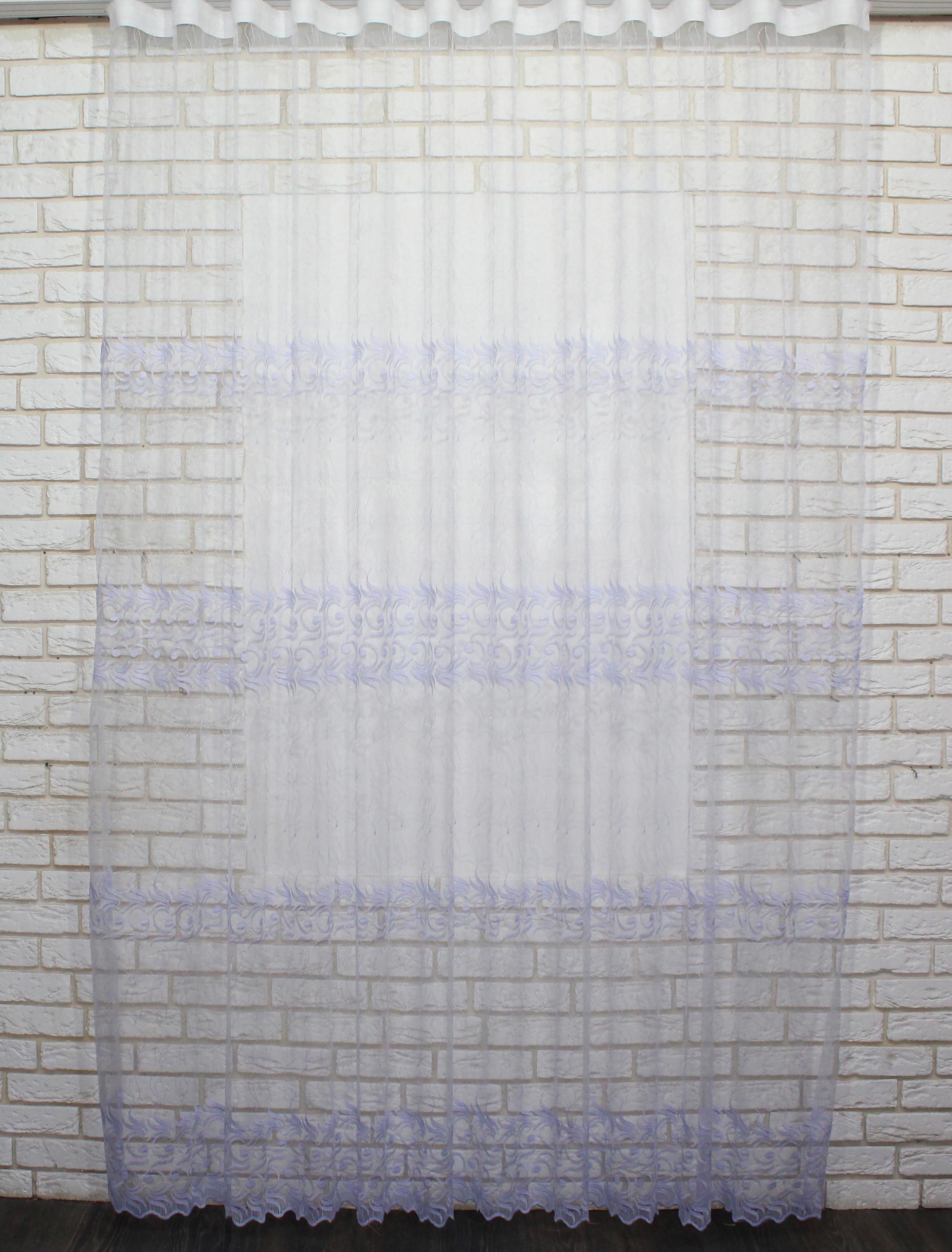 Тюль VR-Textil 947т Bella фатин с вышивкой 300х250 см Холоденый белый (40-724)