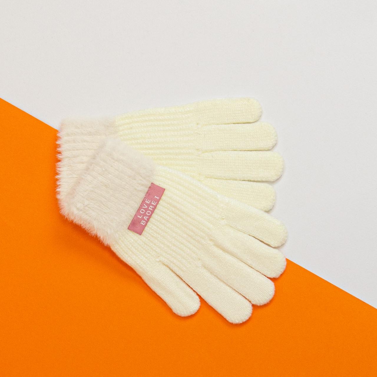 Перчатки детские зимние на 6 - 7 - 8 - 9 -10 лет для девочек Белый (20-7-91)