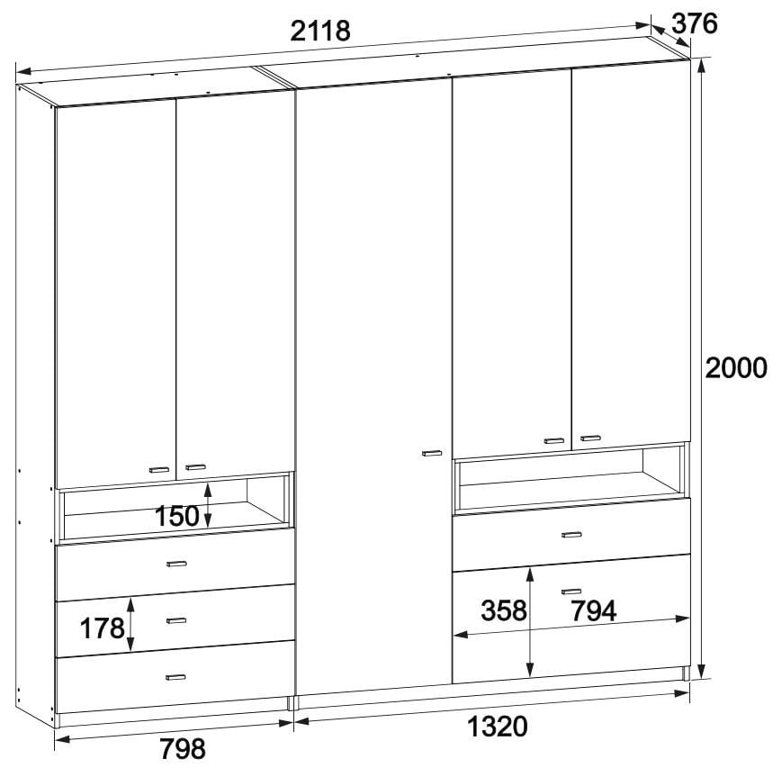 Шафа з дзеркалом розпашна Майстер Форм Тетріс 2118х376х2000 мм Німфея альба/Дуб крафт золотий (31231) - фото 3 Шафа з дзеркалом розпашна Майстер Форм Тетріс 2118х376х2000 мм Німфея альба/Дуб крафт золотий (31231) - фото 3