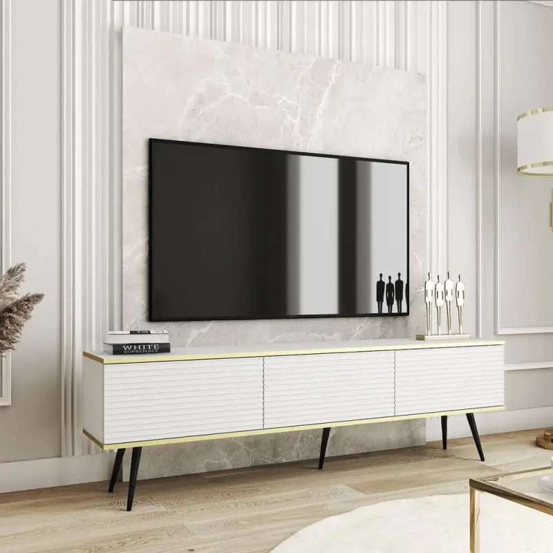 Тумба ТВ Perfect Home RTV175 MDF 175х53х32 см черные ножки Белый (26435999)