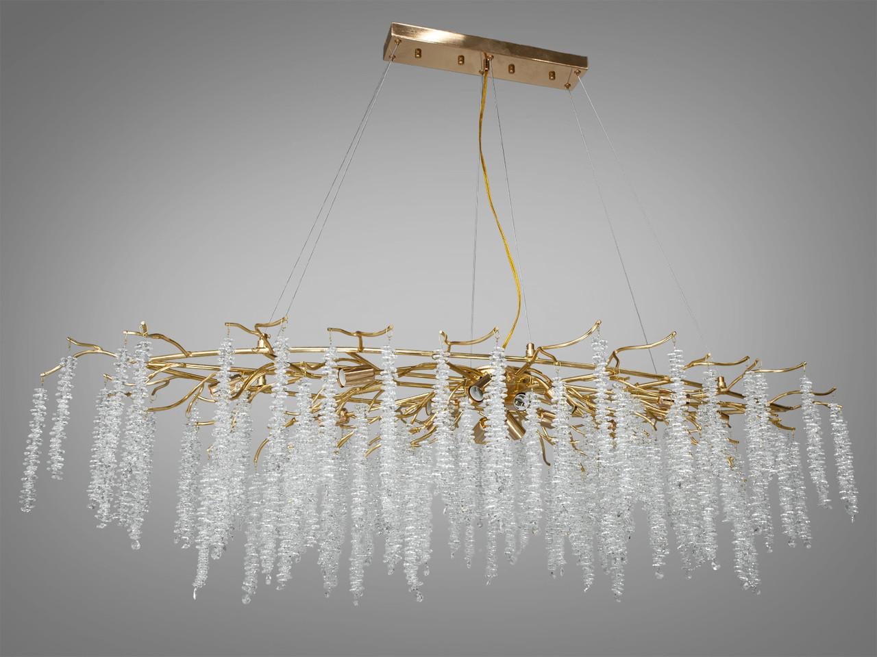 Люстра хрустальная 605-L1500GD-LS Глициния вытянутой формы для холла Золотой (2178305606)