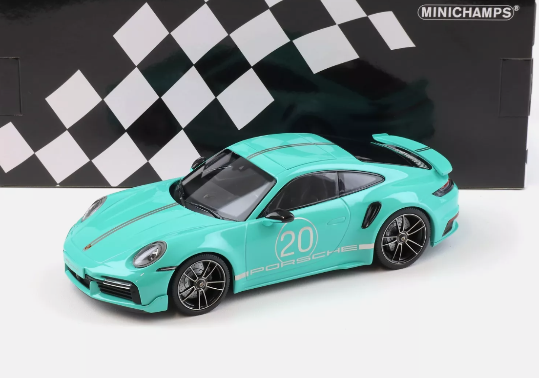 Модель автомобіля 1:18 Minichamps Porsche 911/992 Turbo S Coupe Sport Design Mint Green (155069173) - фото 3