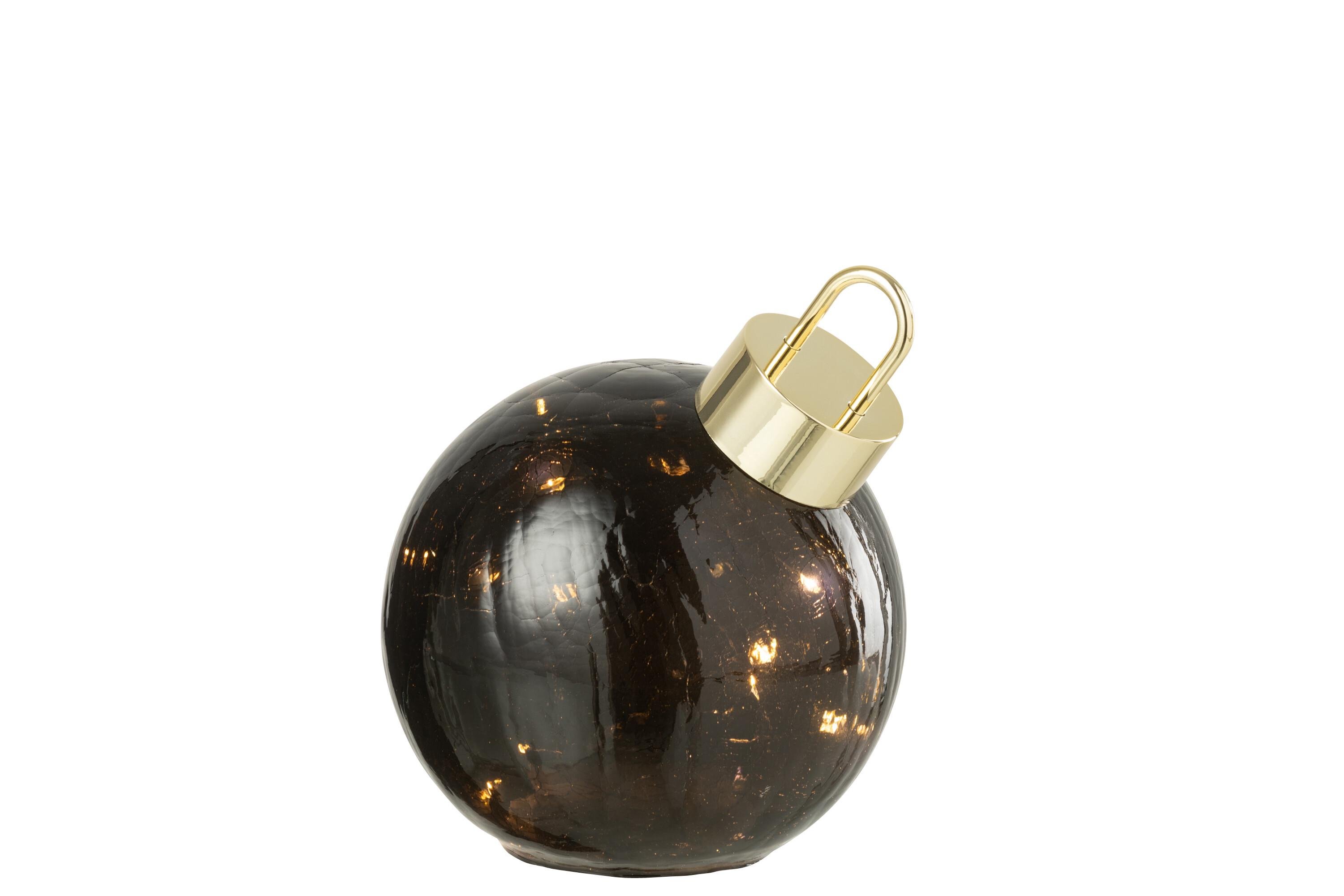 Шар стеклянный новогодний с подсветкой J-LINE d 15 см Черный