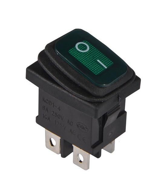 Переключатель влагозащищенный TechnoSystems KCD1-4-201WN G/B 220 V с подсветкой Green (1554871115)