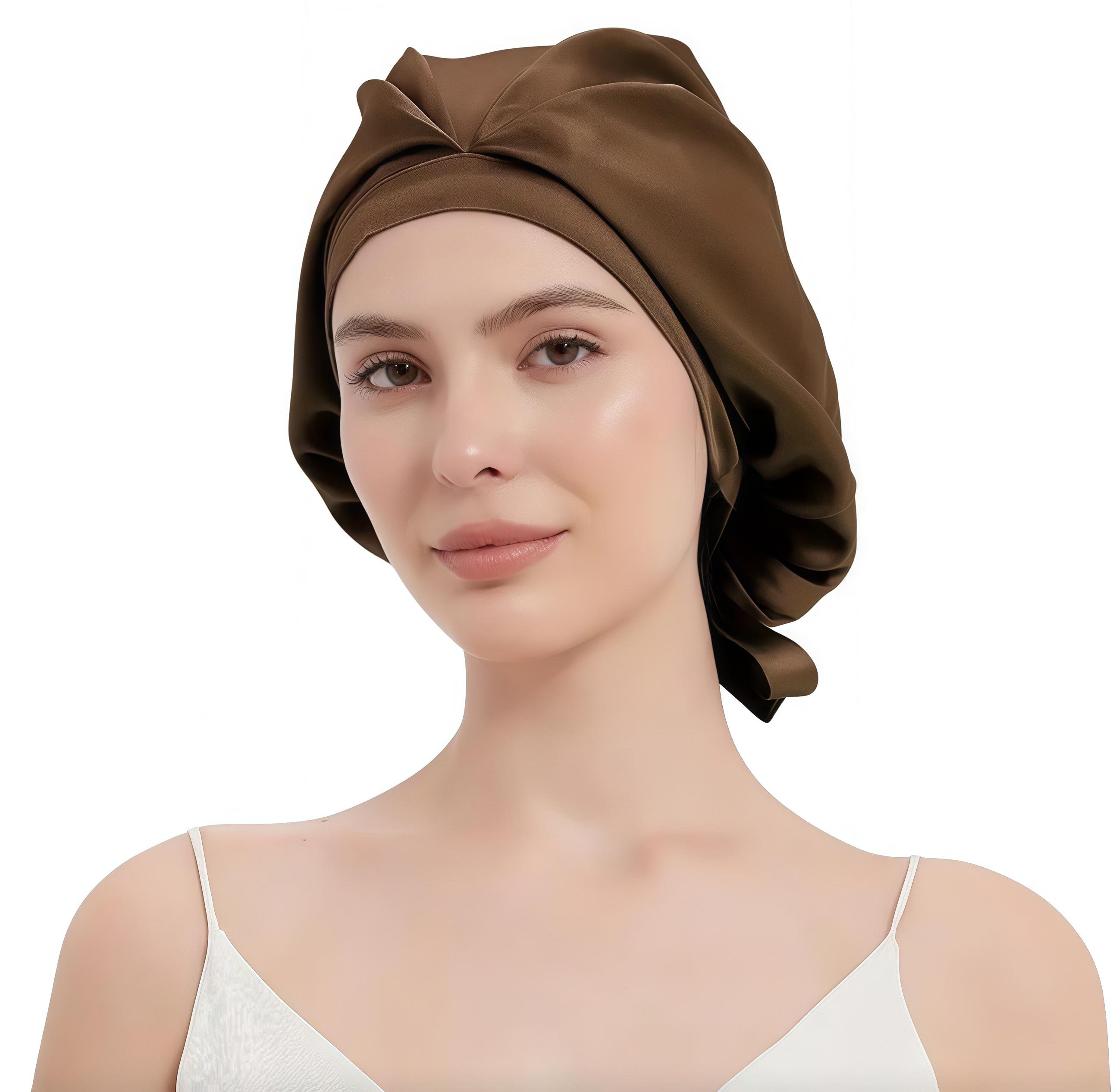 Шапочка ночная из шелка для защиты волос во время сна Коричневый (2337798)