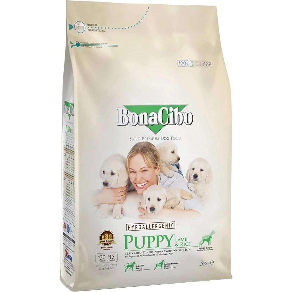 Корм сухий BonaCibo Puppy Lamb&Rice для цуценят всіх порід з ягнятком та рисом 3 кг (BC406144)