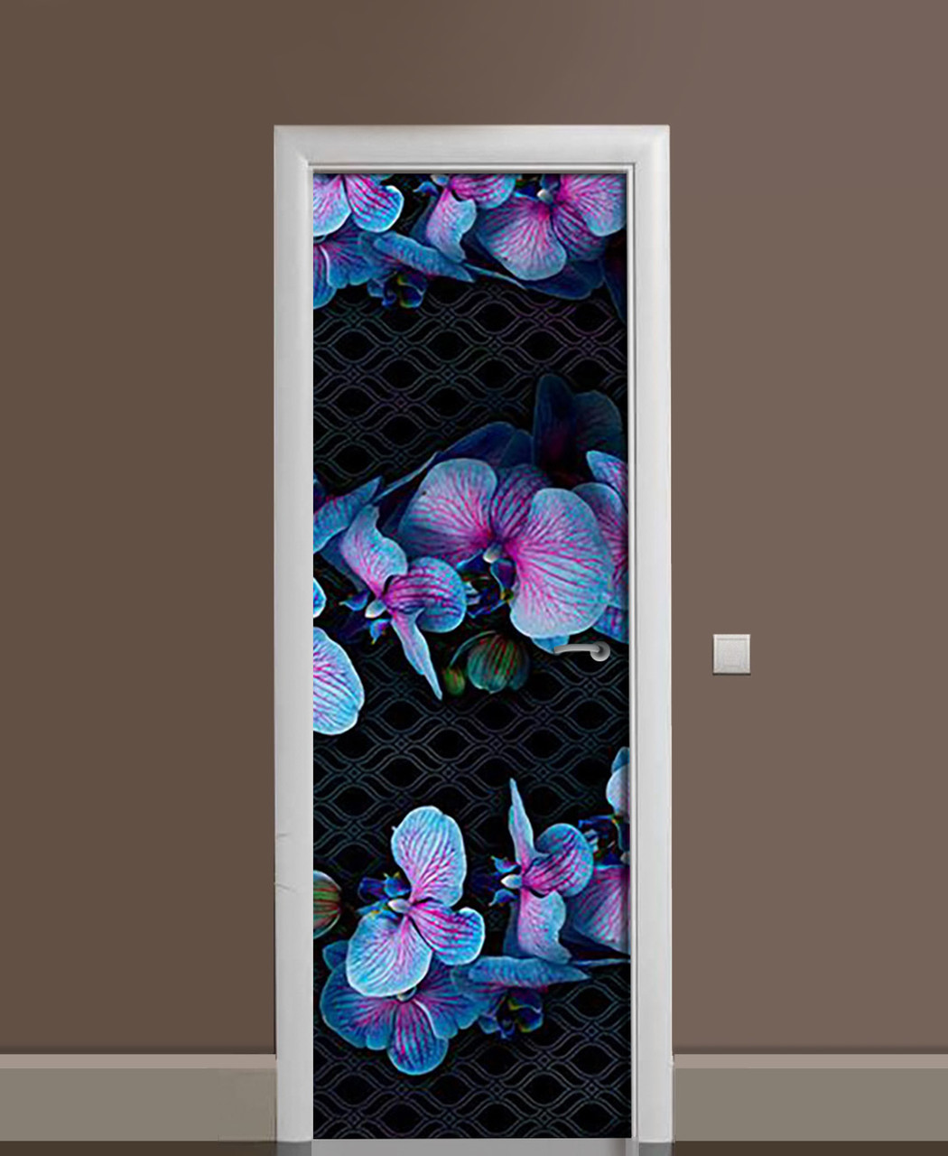 Наклейка 3D на двери Zatarga Ночь голубой орхидеи 650х2000 мм виниловая (1323466146) Наклейка 3D на двери Zatarga Ночь голубой орхидеи 650х2000 мм виниловая (1323466146)
