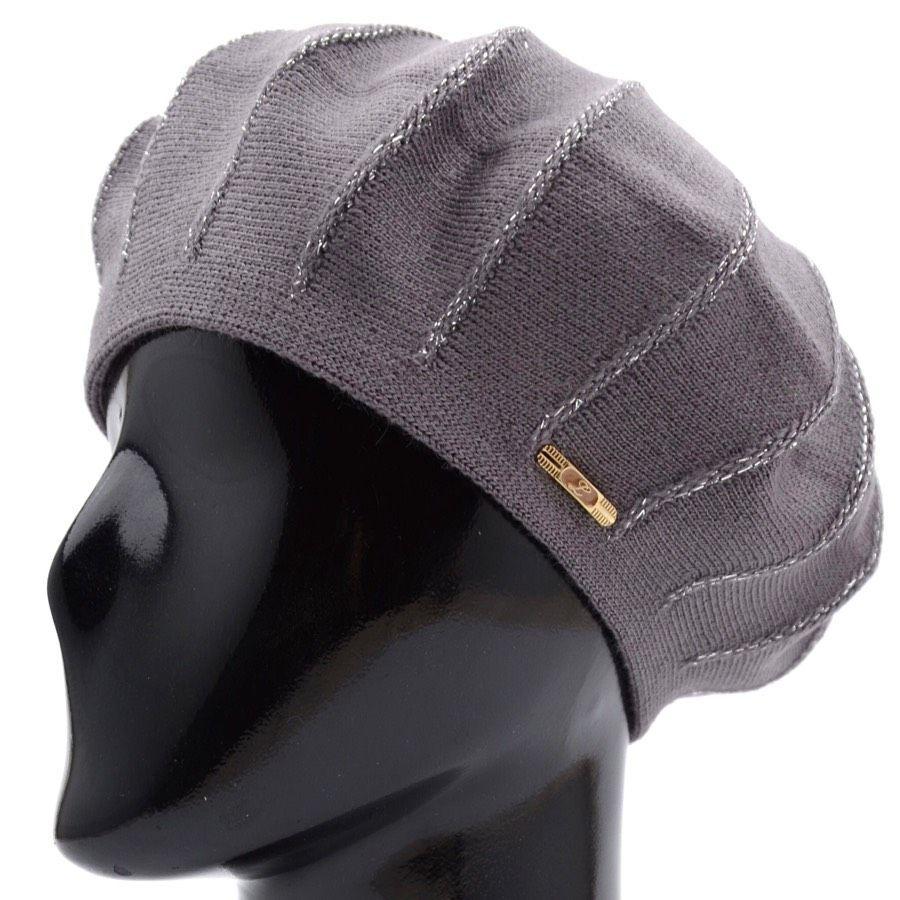 Берет женский Lirus Лана двойной из шерсти с люрексом р. 56-58 Темно-серый