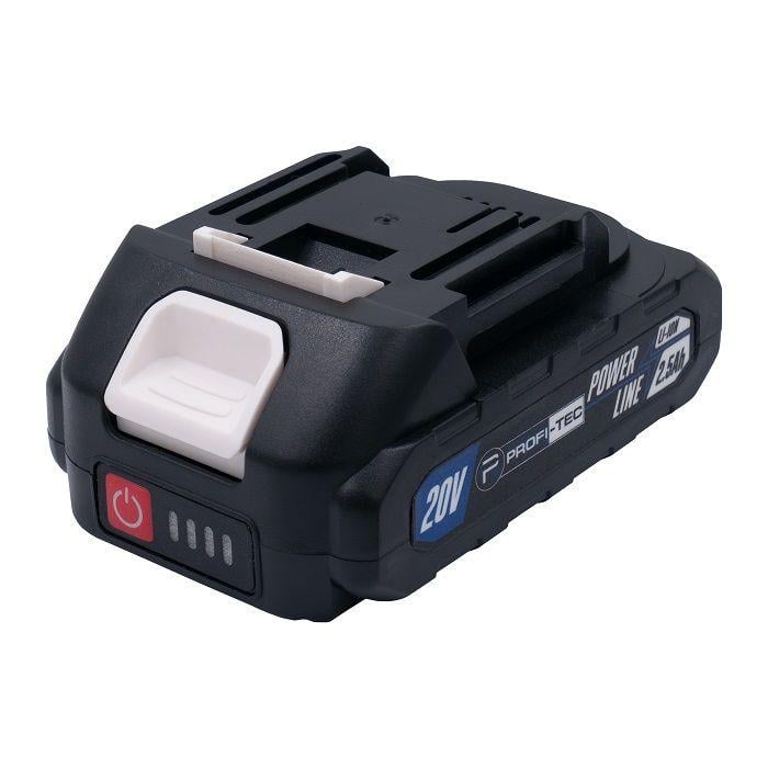 Батарея PROFI-TEC PT2520MP 20V 2,5 Aг високострумова 10C MAX Power з індикатором (006494) Батарея PROFI-TEC PT2520MP 20V 2,5 Aг високострумова 10C MAX Power з індикатором (006494)