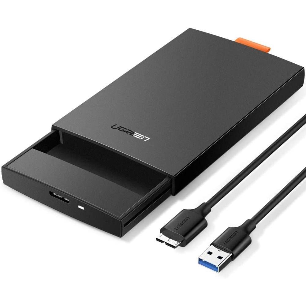 Корпус зовнішній для HDD SSD UGREEN 2.5" SATA III USB 3.0/5 Гбіт/с до 6 ТБ з кабелем Чорний (60353)