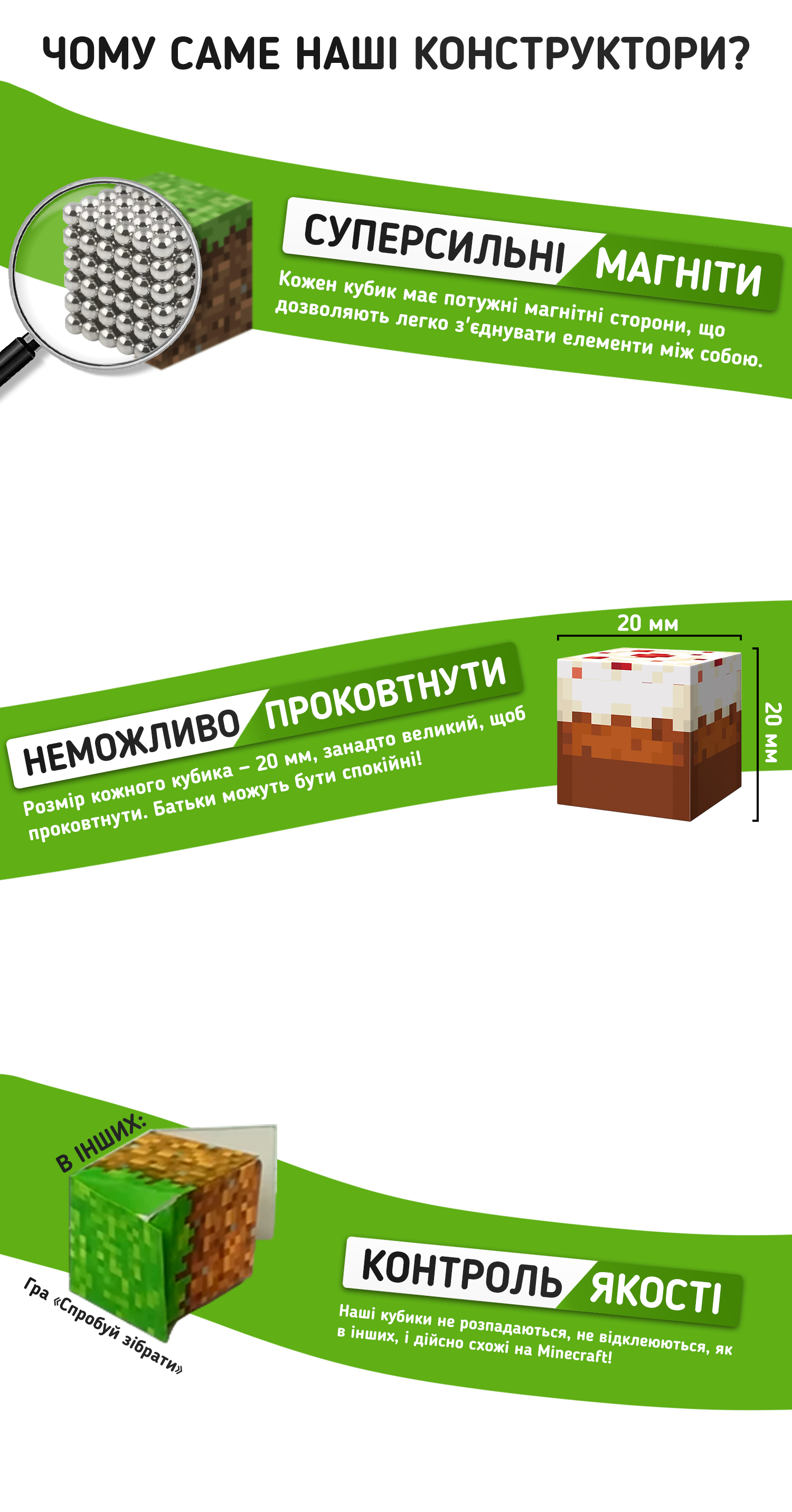 Конструктор магнітний Minecraft Підземна шахта з порталом 106 блоків (24111382) - фото 3 Конструктор магнітний Minecraft Підземна шахта з порталом 106 блоків (24111382) - фото 3